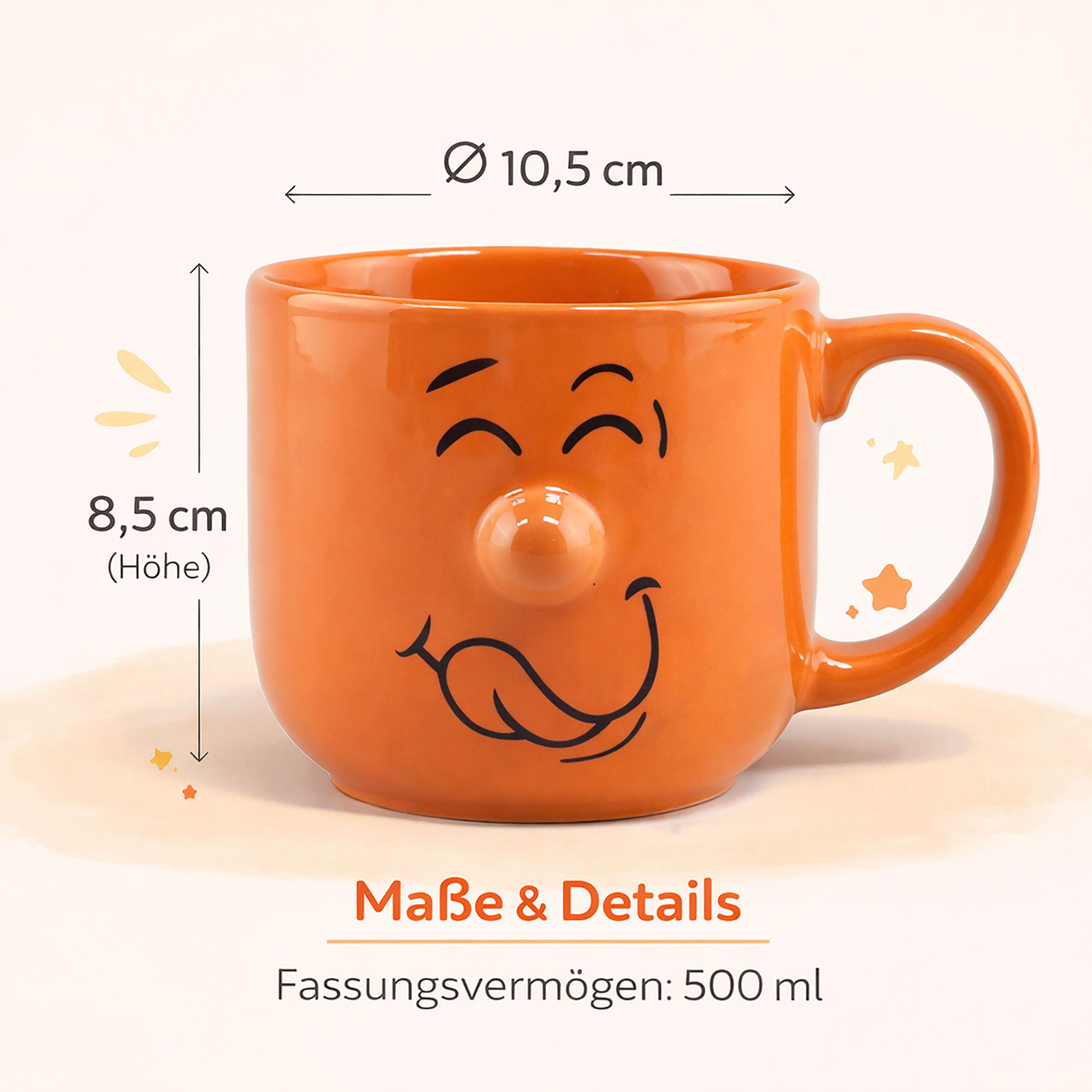 Annastore Tasse 4-tlg. Set Lustige Tassen mit Gesicht - Kaffeetassen - Kaffeebecher, Tassen für Kinder - Wizige Tassen mit Gesicht