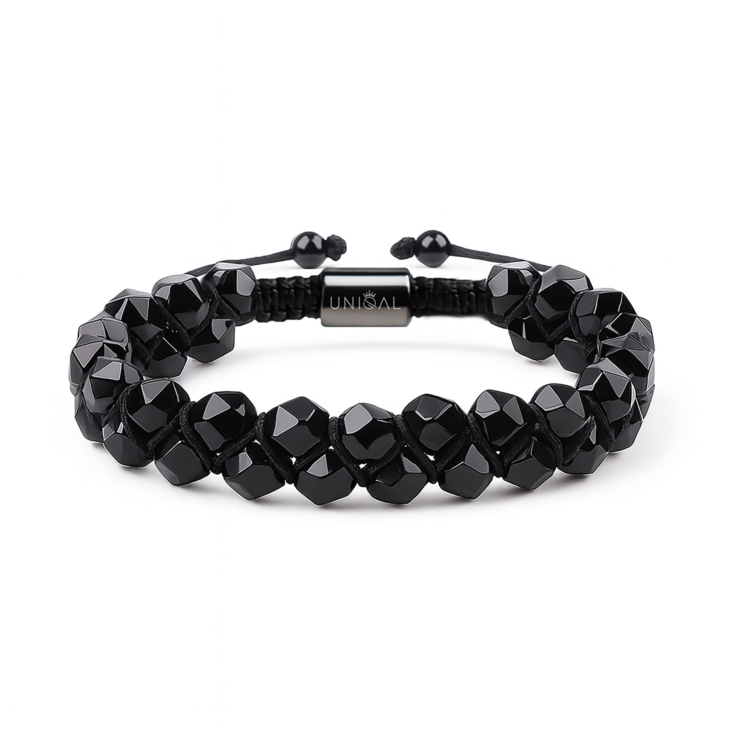 UNIQAL.de Perlenarmband Naturstein Turmalin facettiert (Unisex-Armband mit verstellbarer Makramé-Schließe, Echte Steinperlen, präzise geschliffen, handgefertigt), Verkauf & Versand durch deutschen Händler