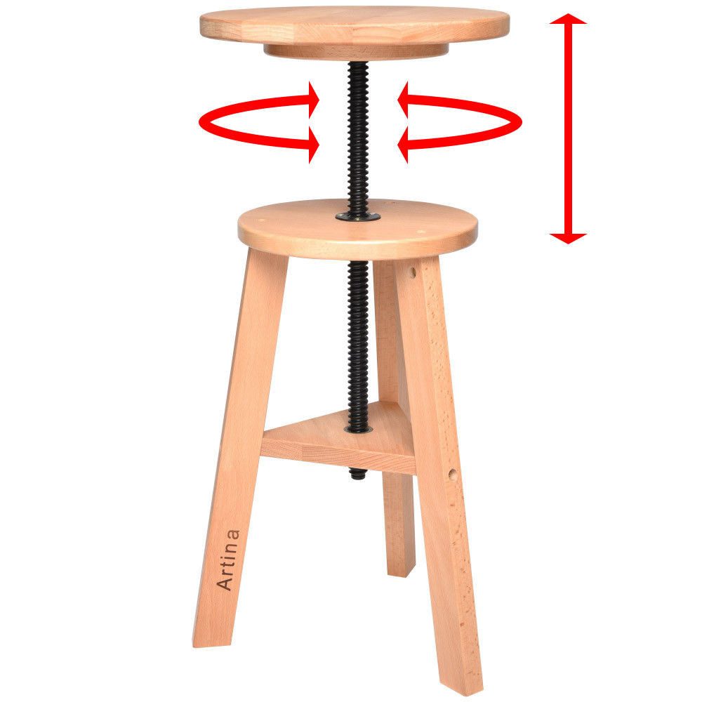 Artina Hocker Malhocker Arles Ø 30 cm Drehhocker Buchen-Holz, Ø30cm, höhenverstellbar 48-66cm – Künstlerhocker rund 360 Grad drehbar – Bild 4 von 5