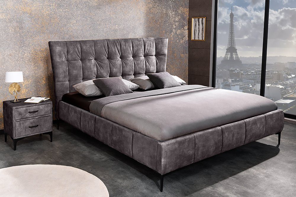 riess-ambiente Polsterbett BOUTIQUE 180x200cm dunkelgrau (Einzelartikel, 1-tlg), Schlafzimmer · Samt · Doppel · Kingsize · Gästezimmer · Modern Design