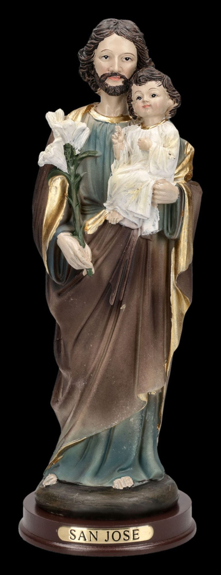 Figuren Shop GmbH Dekofigur Heiliger Joseph Figur – San Jose Statue Jesuskind Heiligenfigur 21 cm