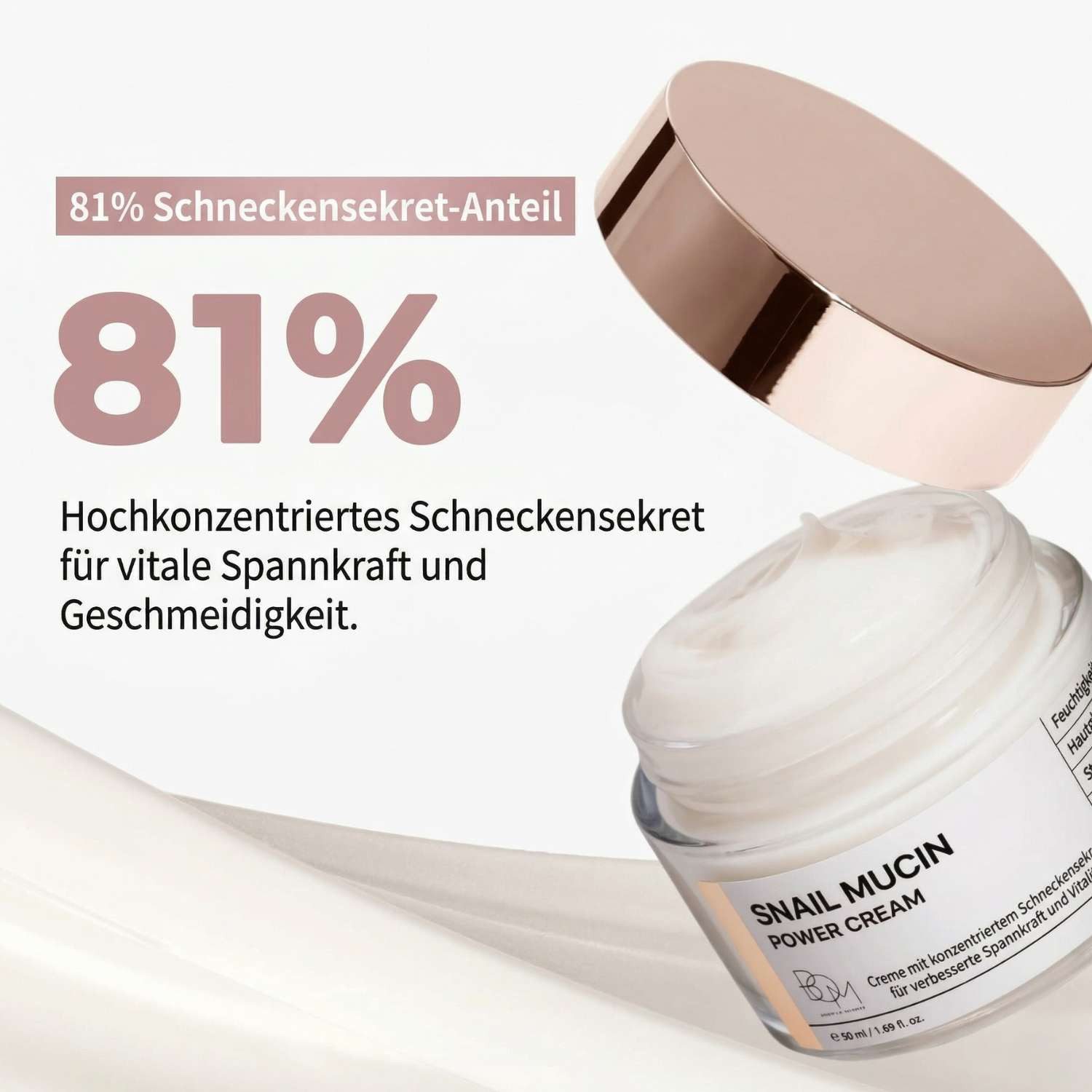Beauty of Majesty Tagescreme Snail Mucin Power Cream 50g – Intensive Feuchtigkeitscreme mit 81 % Schneckensekret-Filtrat, Niacinamide & Adenosin, K-Beauty Gesichtscreme für alle Hauttypen