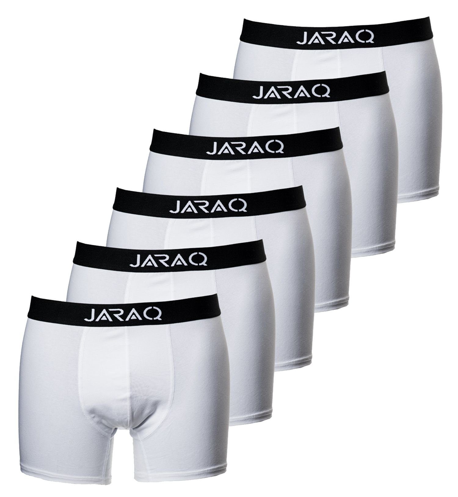 JARAQ Boxer JARAQ Bambus Boxershorts Herren 6er Pack Perfekte Passform  Unterhosen für Männer S - 4XL Weiß