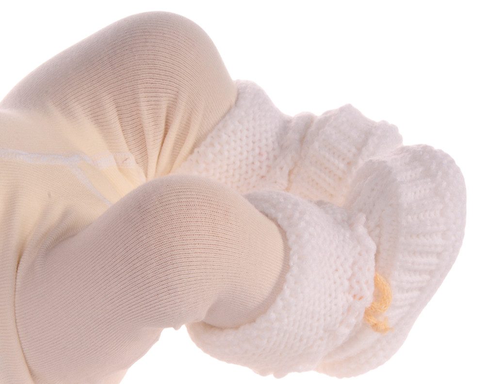 La Bortini Füßlinge Baby Strickschuhe Socken ab 0-6Mon Stricksocken Erstlingssocken weich, in Creme, unisex, für Neugeborene