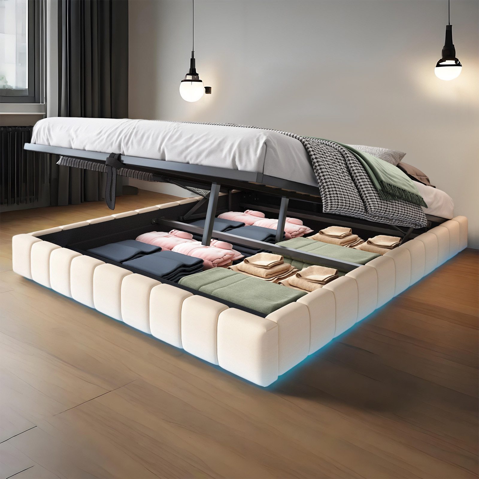 OKWISH Polsterbett Funktionsbett,Kinderbett,Jugendbett,Gästebett (mit Staur günstig online kaufen