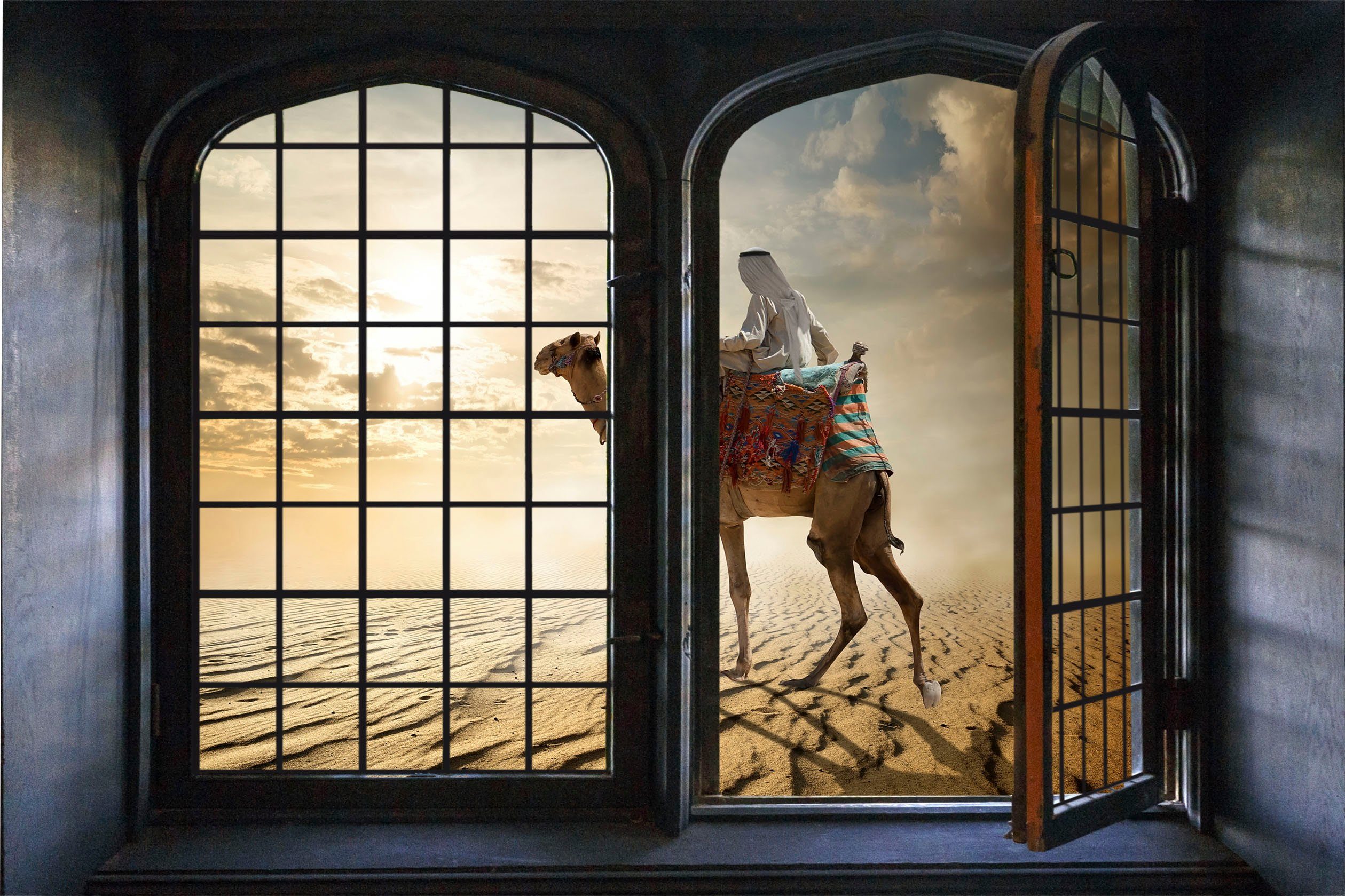 queence Wandsticker Kamel, Wandsticker, Wandbild, selbstklebend, 3D, Fenster