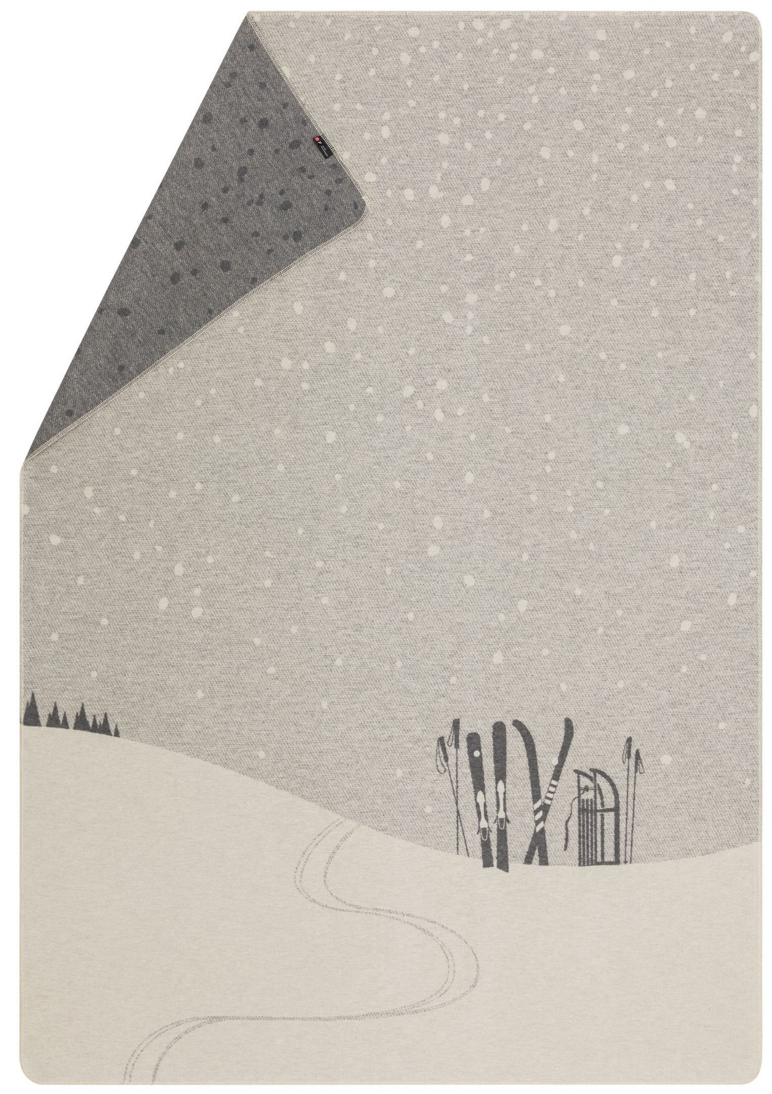 Wohndecke Silvretta 'Ski, Rodel' 140 x 200 cm Rohweiß- Grau, DAVID FUSSENEGGER