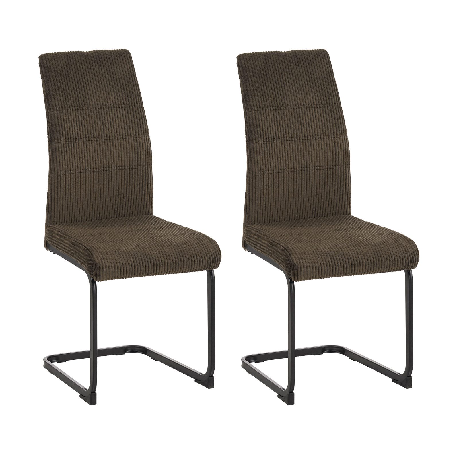 HTI-Living Esszimmerstuhl Schwingstuhl SallyP Cordstoff Braun (Set, 2 St), Esszimmerstuhl mit schwarzem Metall-Kufengestell