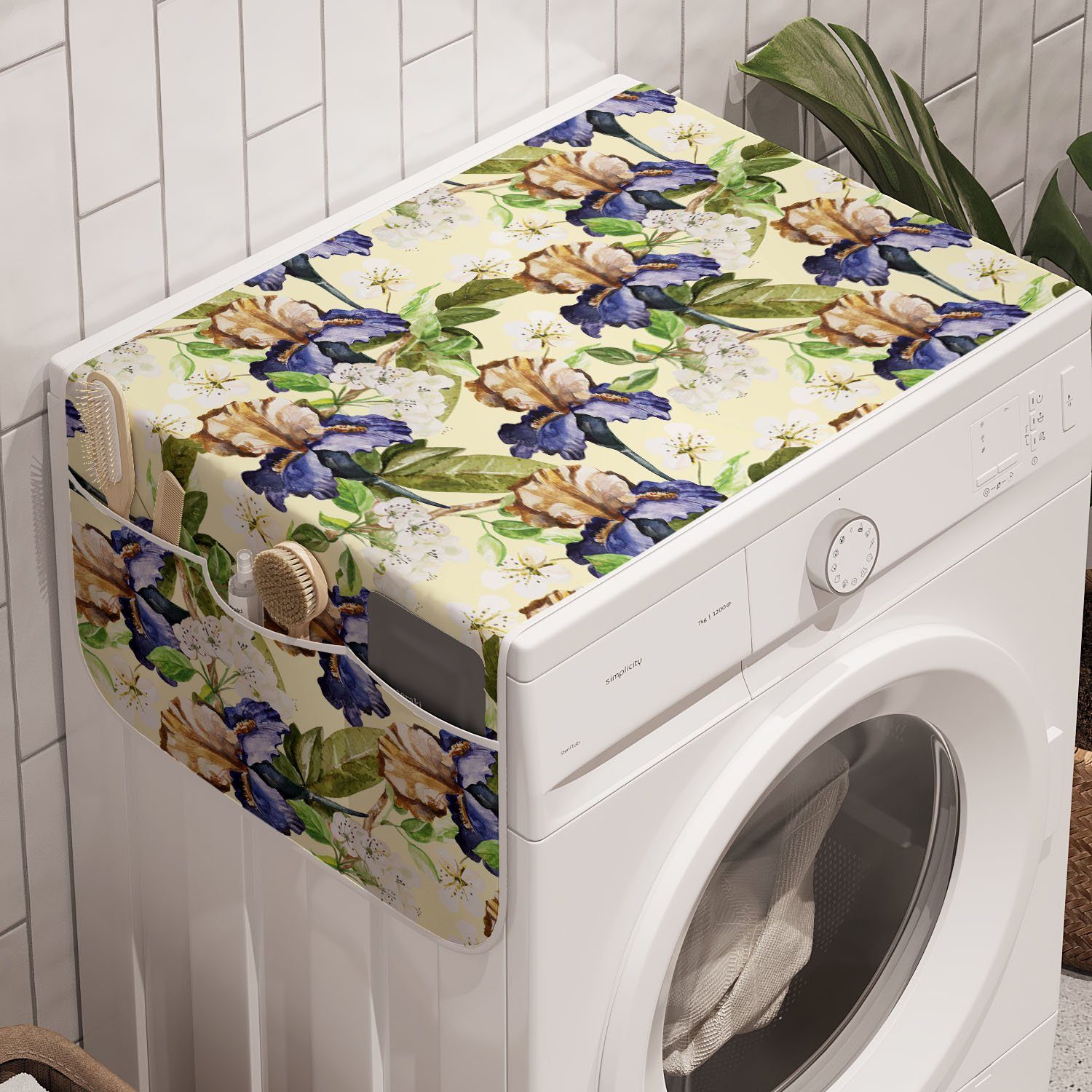 Tropic Abakuhaus Anti-Rutsch-Stoffabdeckung Trockner, für Blumen Waschmaschine Aquarell-Stil und Badorganizer Art