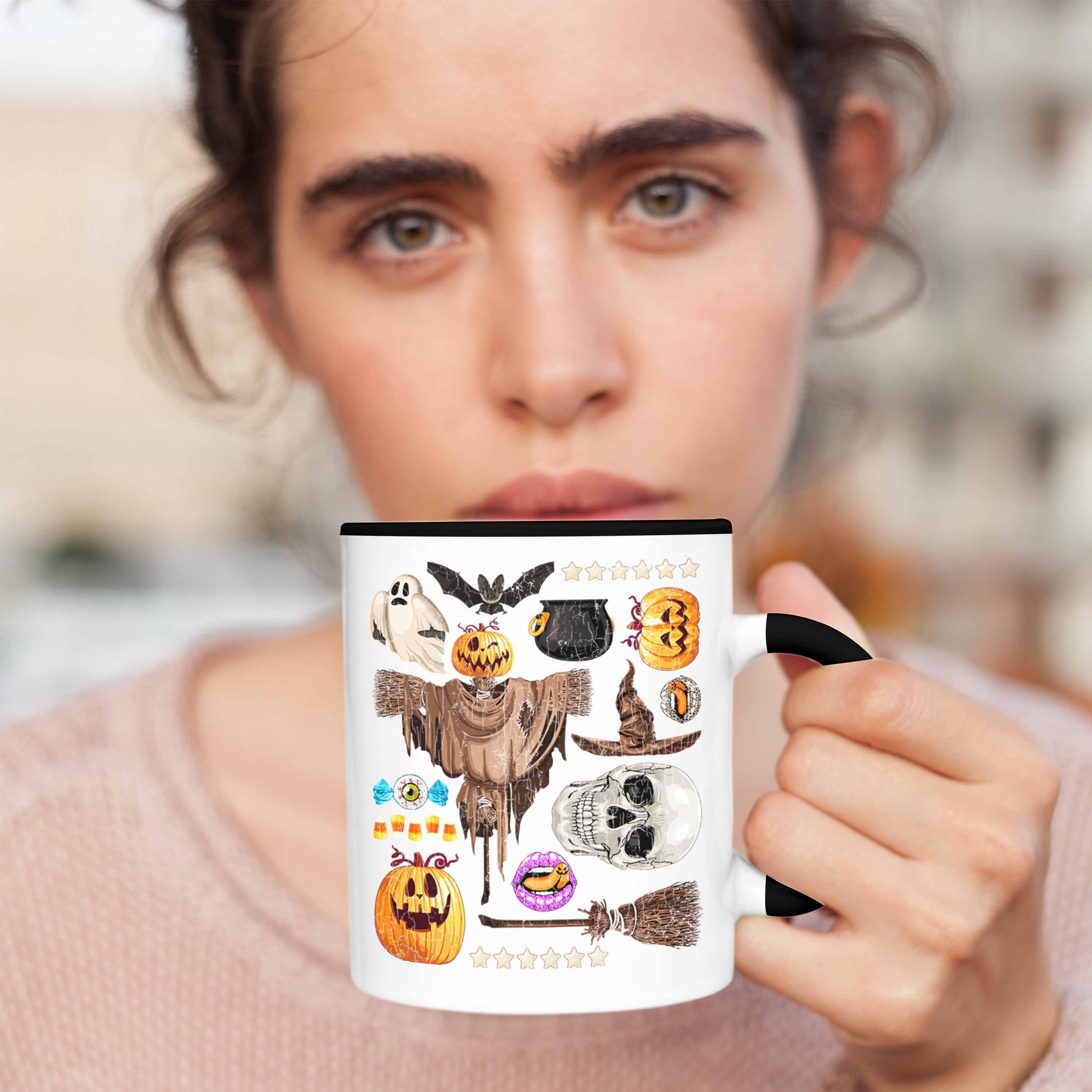 Tasse Halloween Kürbis Tasse Geister Fledermaus Becher Trendation Totenkopf Schwarz Dekoration