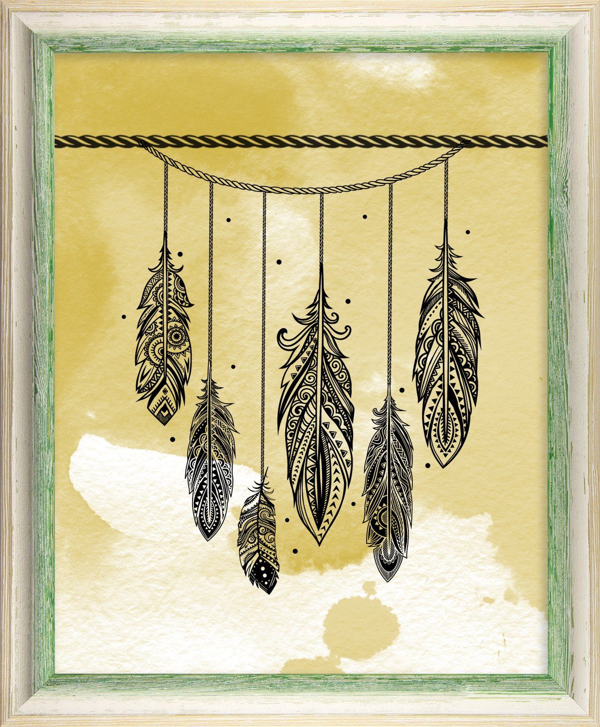 Einzelrahmen Bilderrahmen Amalfi, (1 Stück), 20x20 cm, Grün Weiß Vintage, Holz
