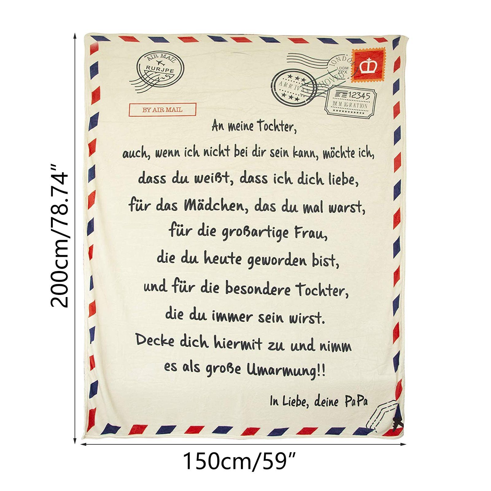 Wohndecke Flanelldecke in TWSOUL, des an Kinder150*200cm, Briefe Gestaltung Eltern Umschlagform, Umschlags von