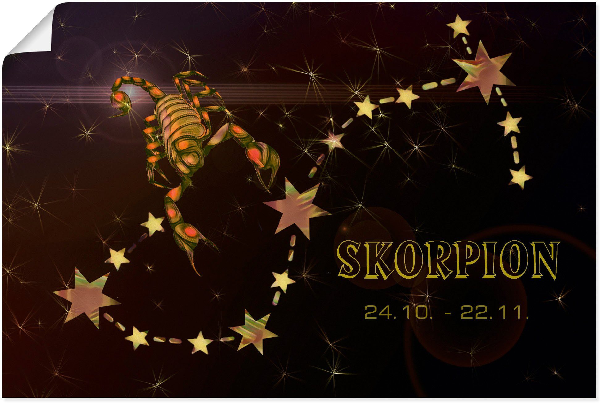 Artland Wandbild Sternzeichen - von Leinwandbild, (1 Bilder Sternzeichen als Skorpion, Alubild, versch. oder in Wandaufkleber Größen St), Poster