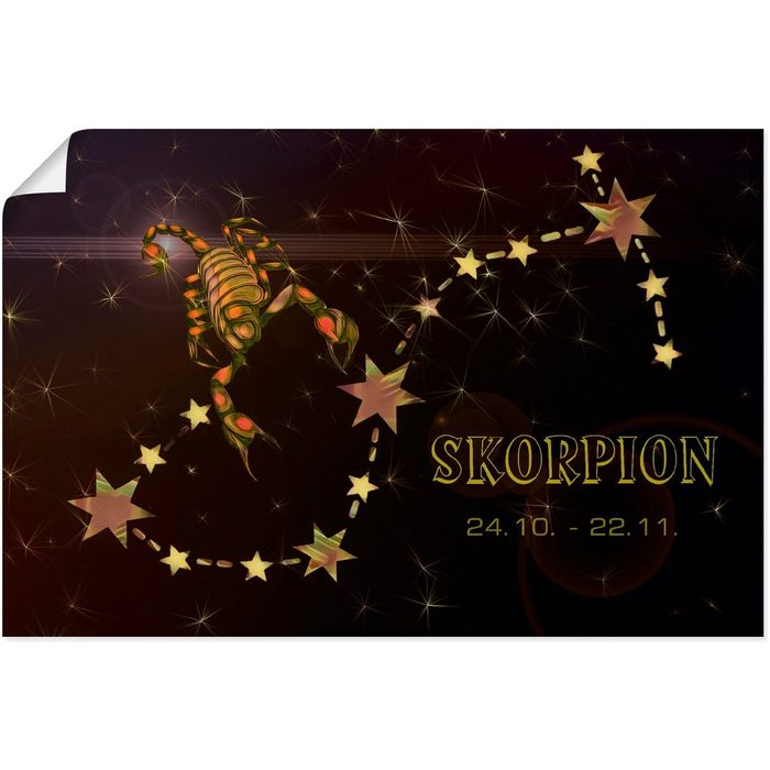 Artland Wandbild Sternzeichen - Skorpion Bilder von Sternzeichen (1 St) als Alubild Leinwandbild Wandaufkleber oder Poster in versch. Größen