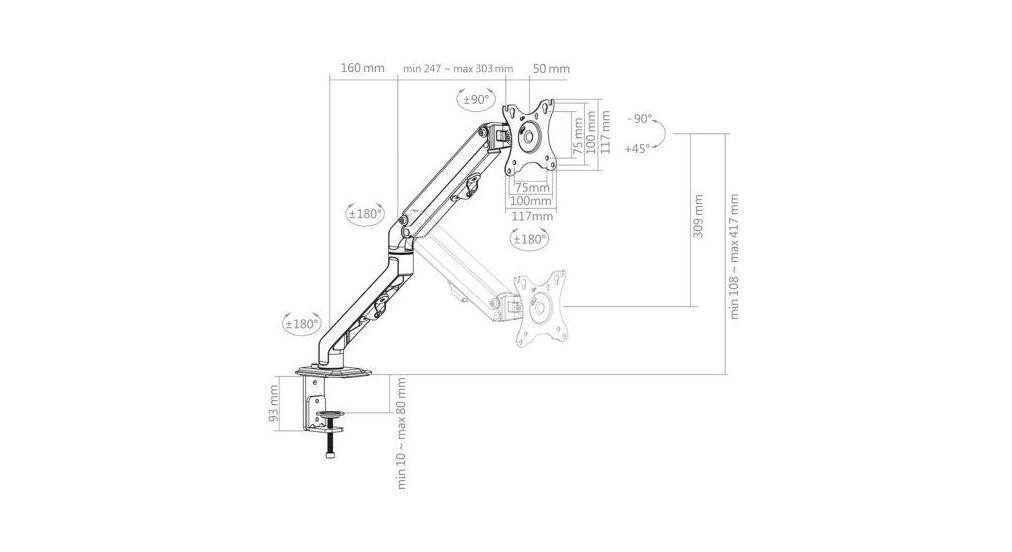 Hagor Wandhalterung Hagor Easy Flex Single 17 - 27 Zoll