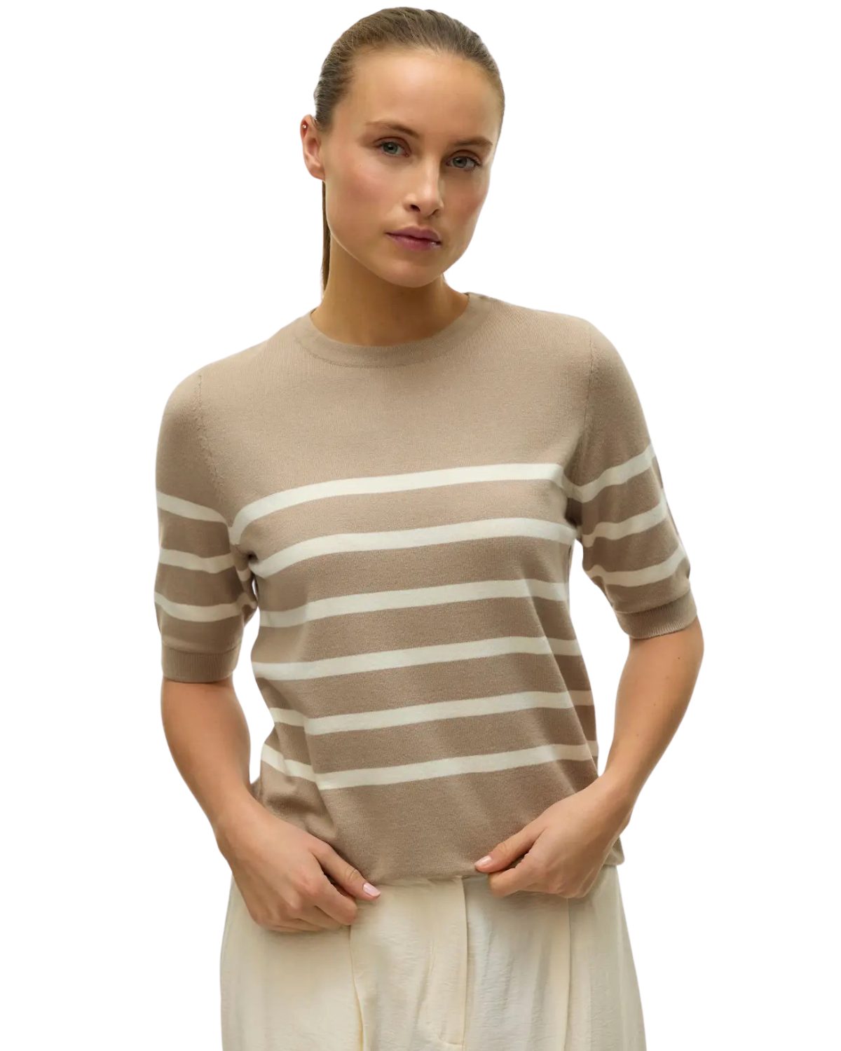 Vero Moda Kurzarmpullover moderner Pullover mit Streifenmuster günstig online kaufen