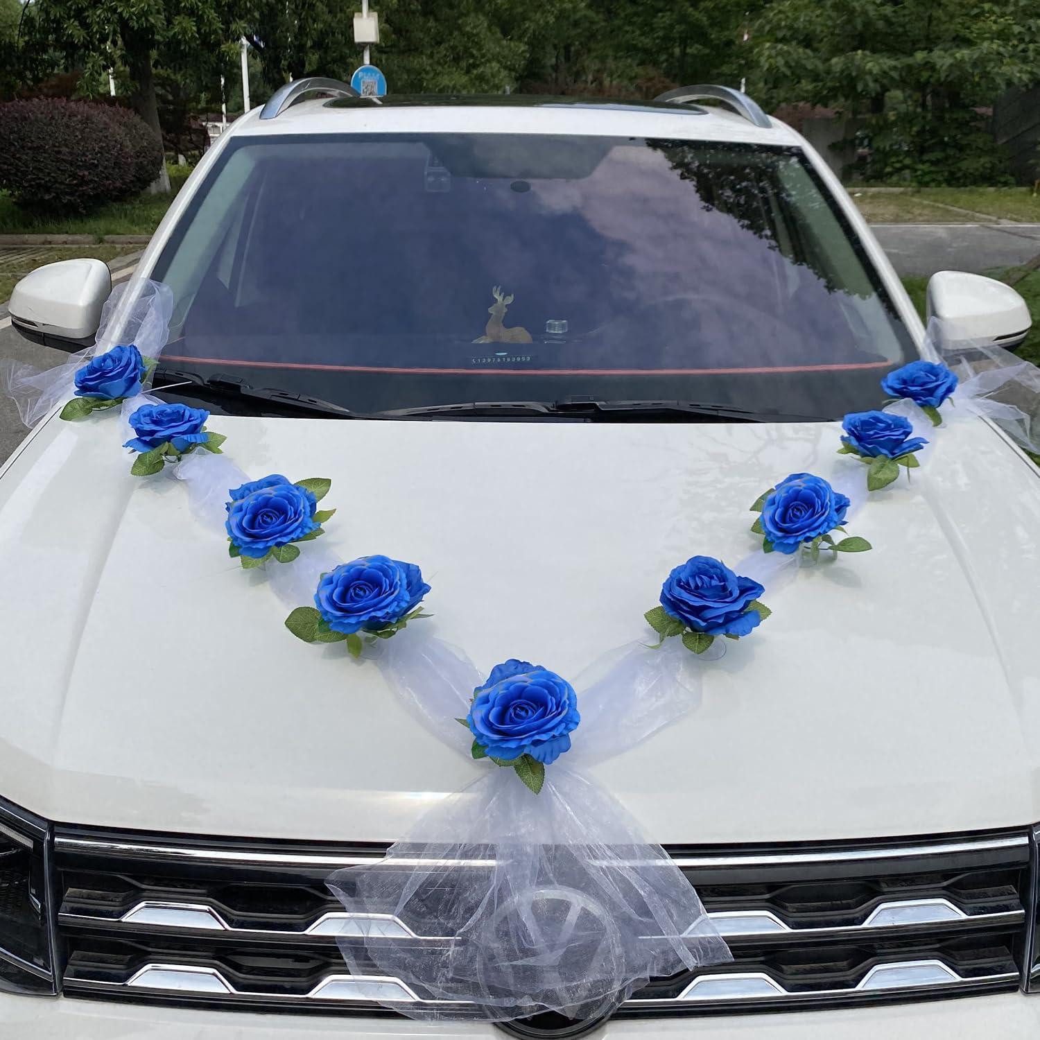 LuxusKollektion Girlande Hochzeitsauto Deko Set Blau Weiss