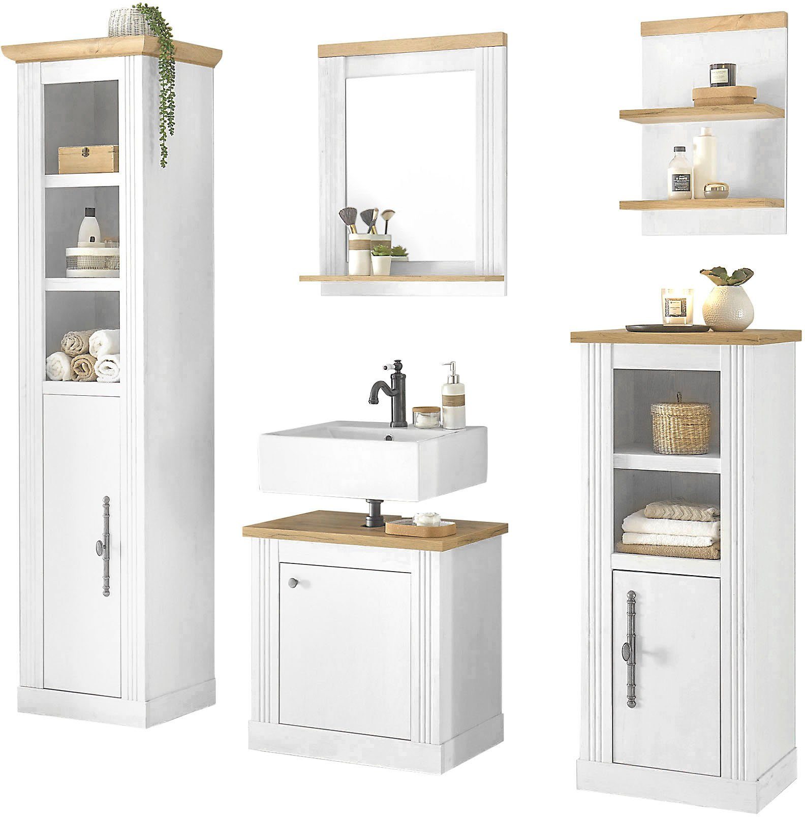 Home affaire Badmöbel-Set WESTMINSTER, Bad im Landhausstil, 5-teiliges Bade günstig online kaufen