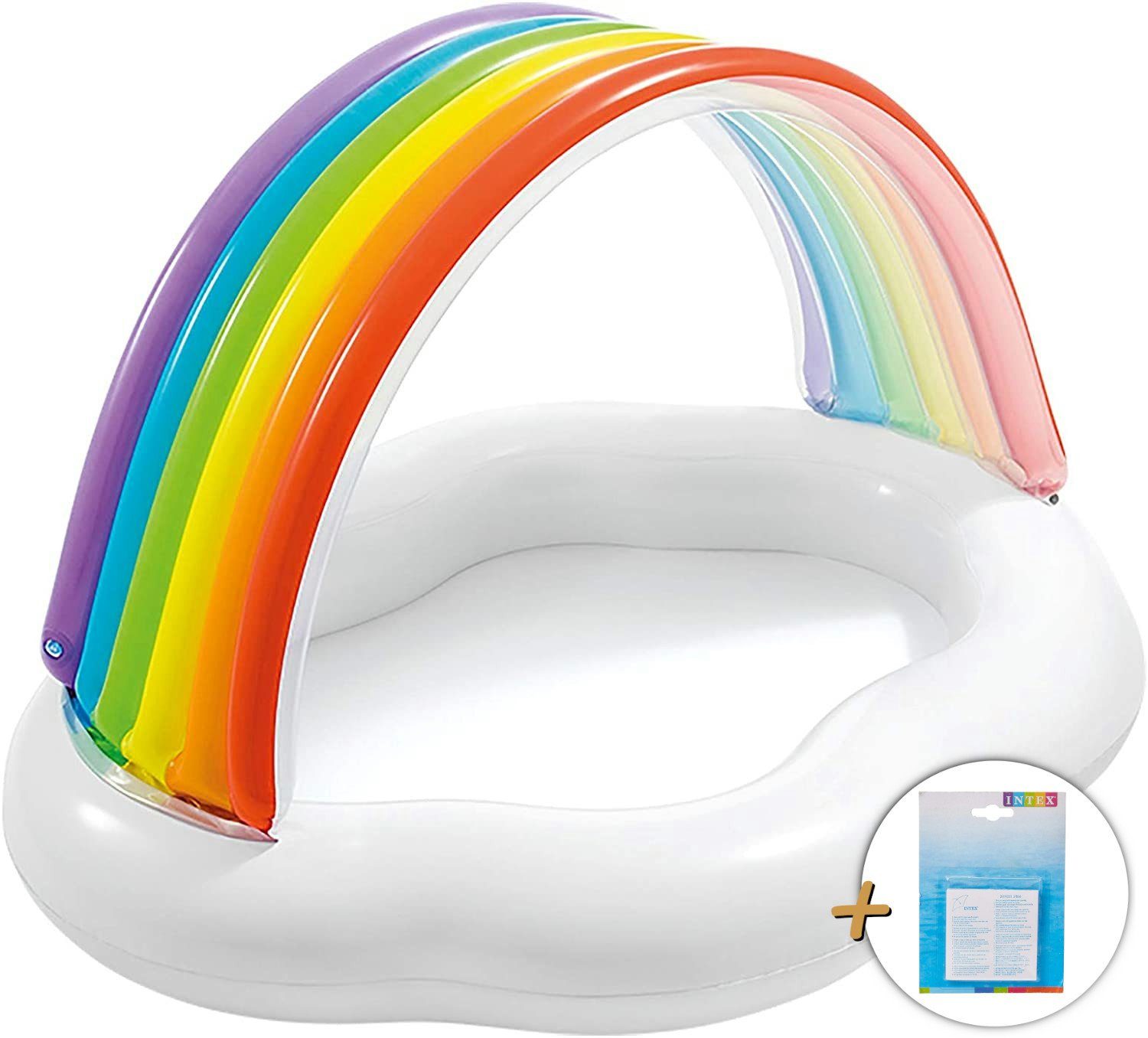 Intex Planschbecken 57141NP - Baby Pool - Rainbow Cloud (142x119x84cm) + Reparaturflicken