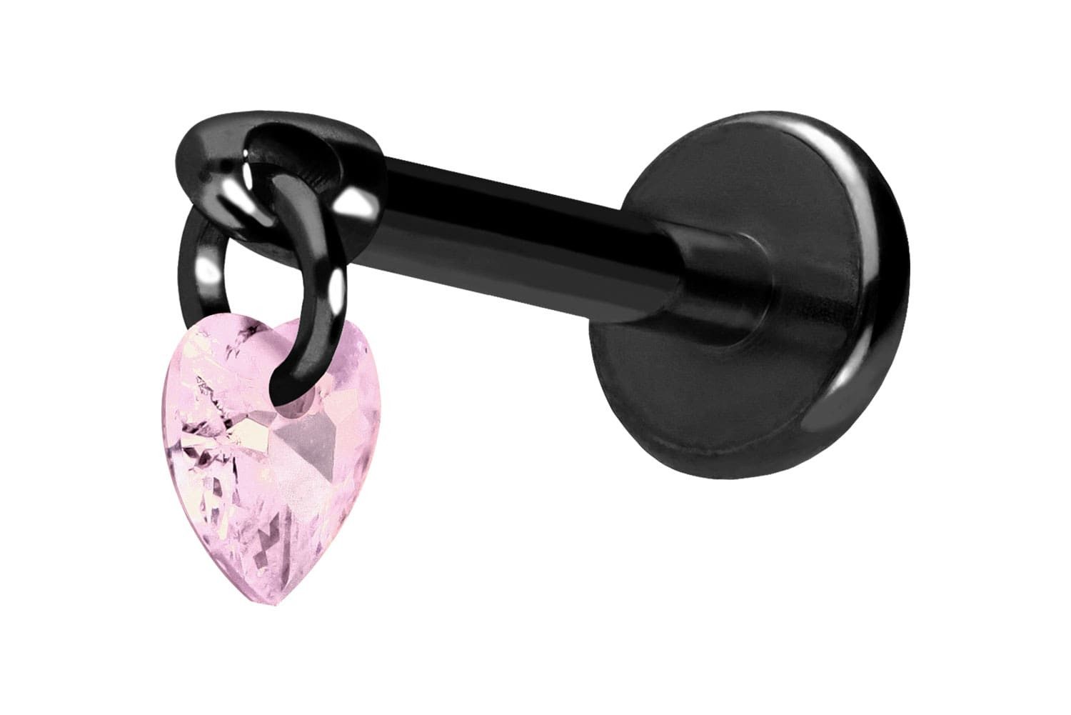 PIERCINGLINE Piercing-Set Titan Labret mit Push Fit KRISTALLHERZ (Labrets, 1-tlg)