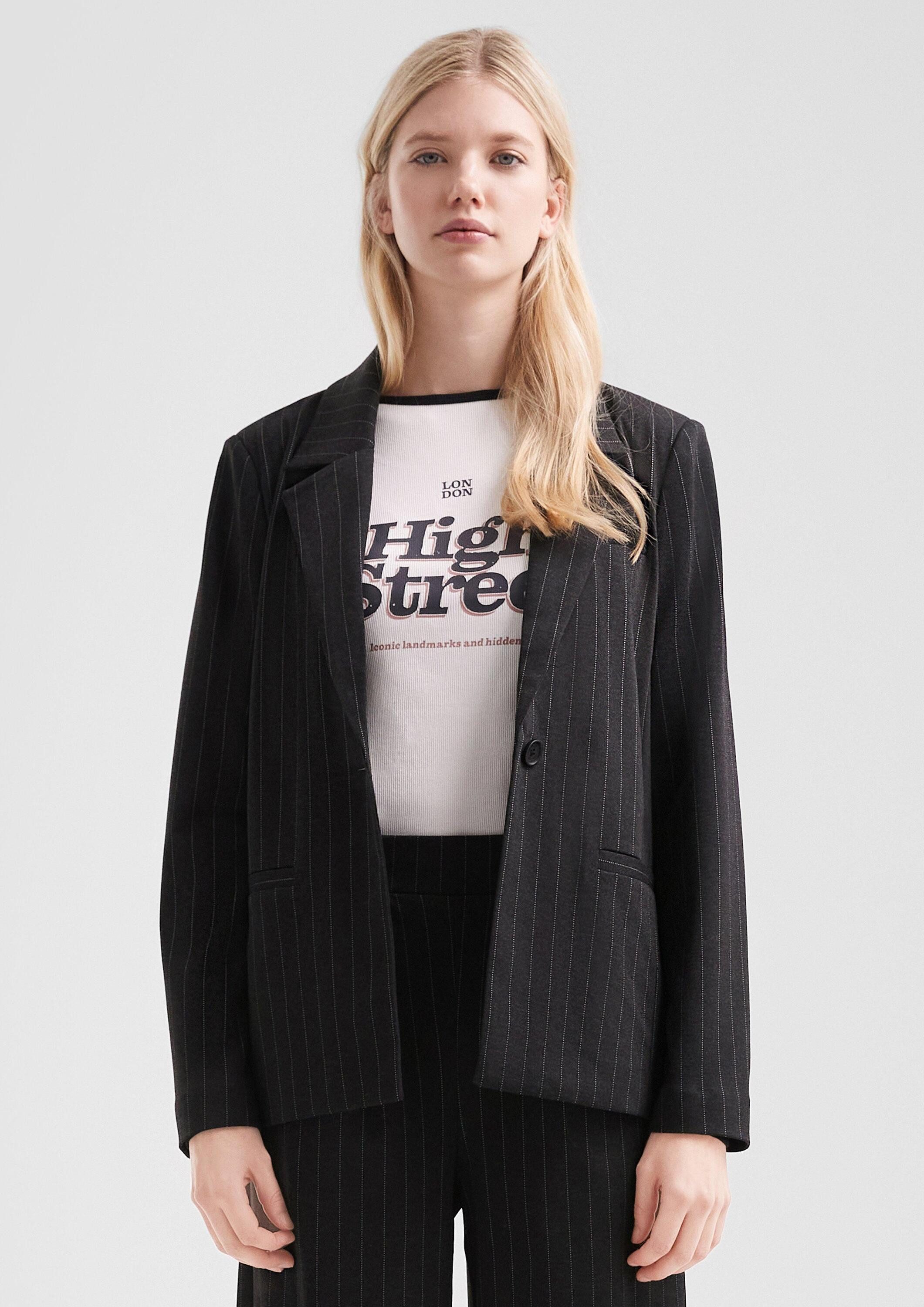 QS Jackenblazer Indoor-Blazer Melierter Blazer aus Interlockjersey