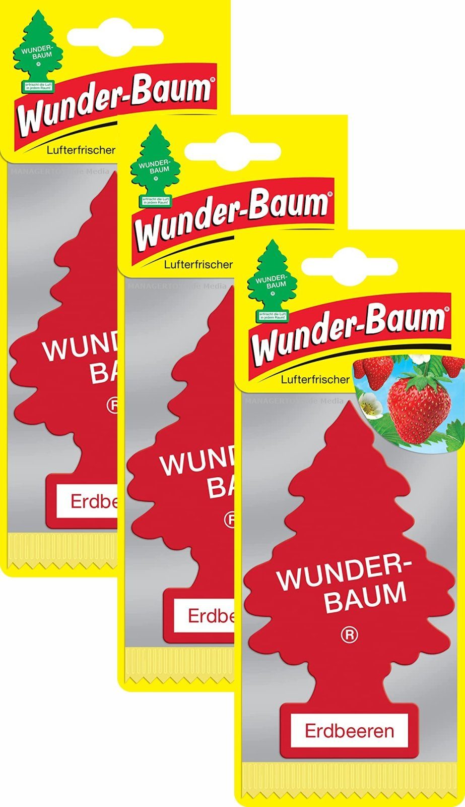 Wunder-Baum Dekohänger Erdbeeren 3er Duftbäumchen Wunderbaum 3 Set Lufterfrischer