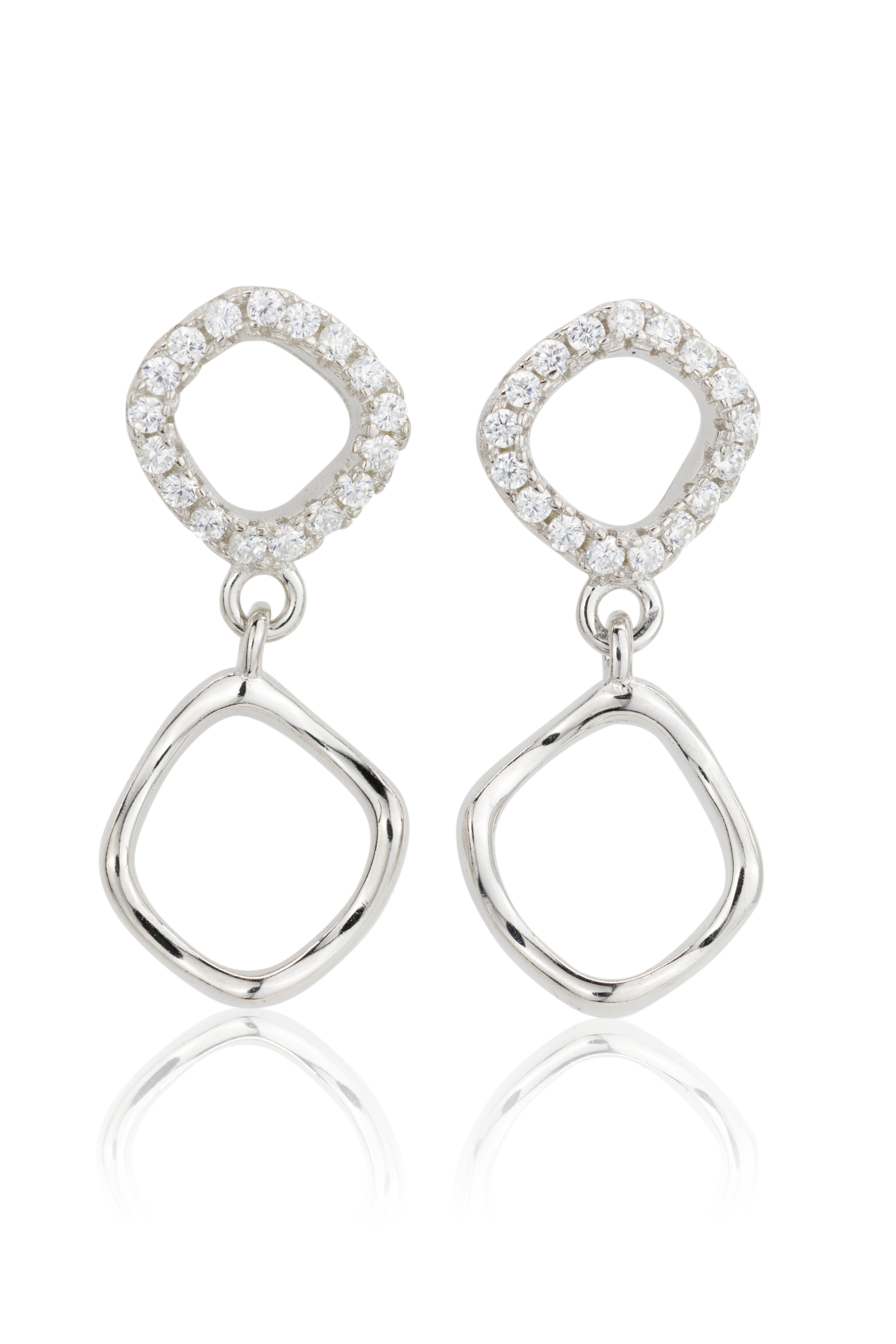 SCHEPPE SCHMUCK Paar Сережки Сережки-гвоздики Damen - 925 Sterling Silber - mit je 17 Cubic Zirkonia (2-tlg., incl. Schmuckschachtel), 2,1 x 0,9 x 0,3 cm