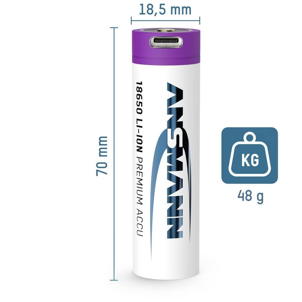 18650 ANSMANN® mit Akku Micro-USB Li-Ion-Akku