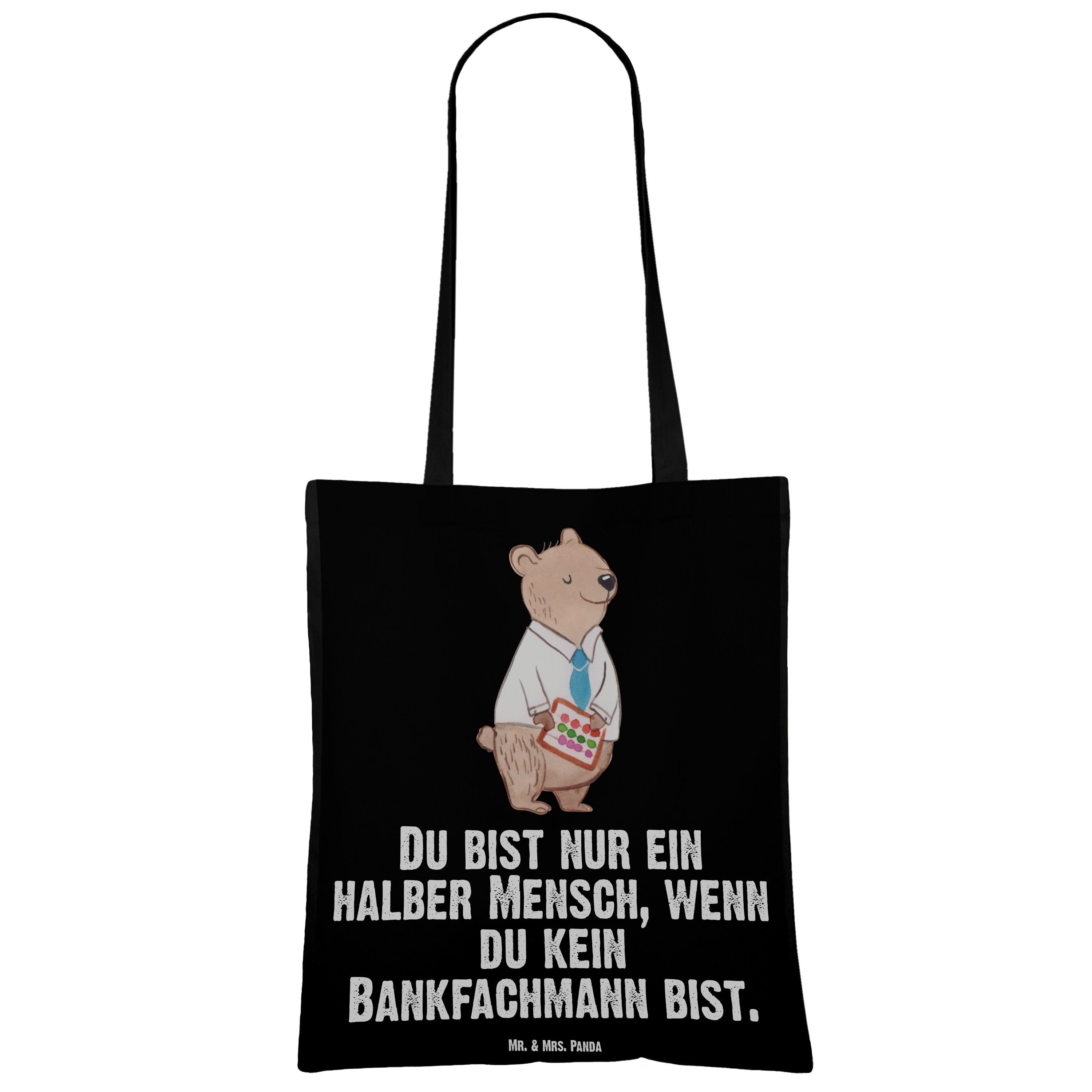- Panda Mr. - (1-tlg) Bankfachmann Geschenk, Schwarz Jutebeutel, Tragetasche mit & Danke, Mrs. Herz Beutel