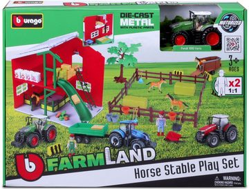 Bburago Spielwelt Farmland, Pferdestall, inkl. FENDT Traktor