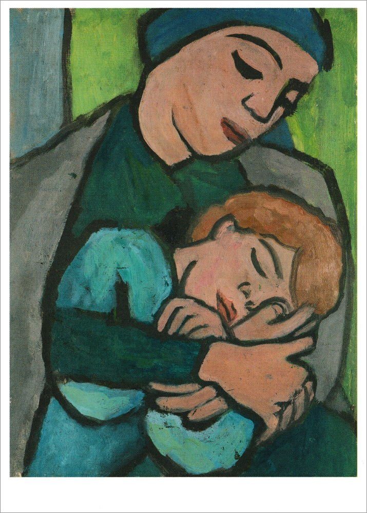 Postkarte Kunstkarte Gabriele Münter "Mutter mit schlafendem Kind"