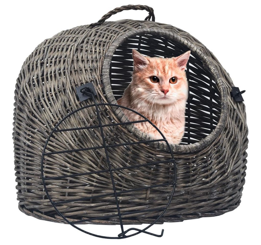 Thumbnail - vidaXL Tiertransportbox, Katzen-Transportkorb Grau 45x35x35 cm Natürliche Weide