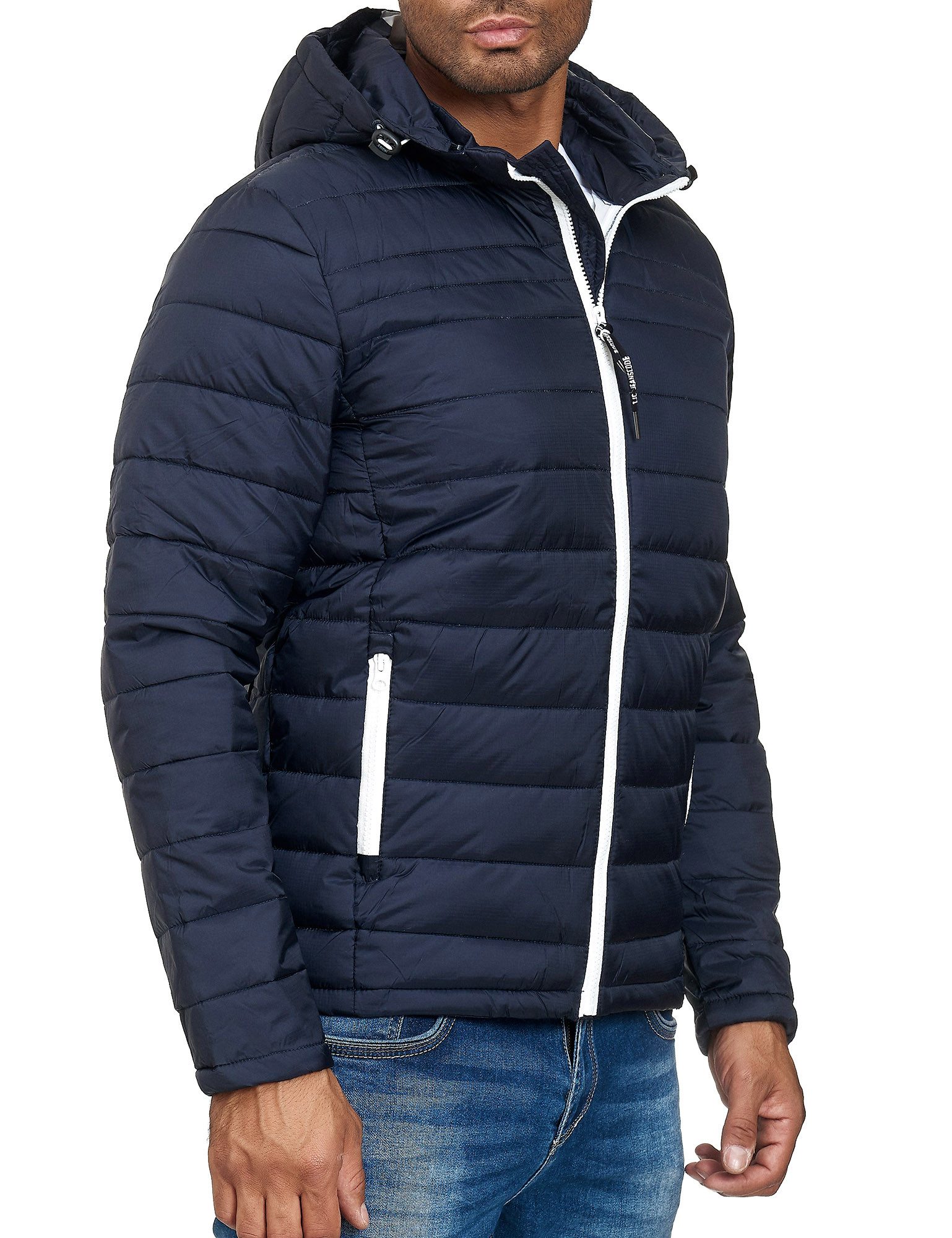 Indicode Allwetterjacke Übergangsjacke Herren - Lascelles - Abtrennbare Kapuze und Tunnelzug Jacke im Steppjacken Look - Windsicher - Ideal für Frühling und Herbst