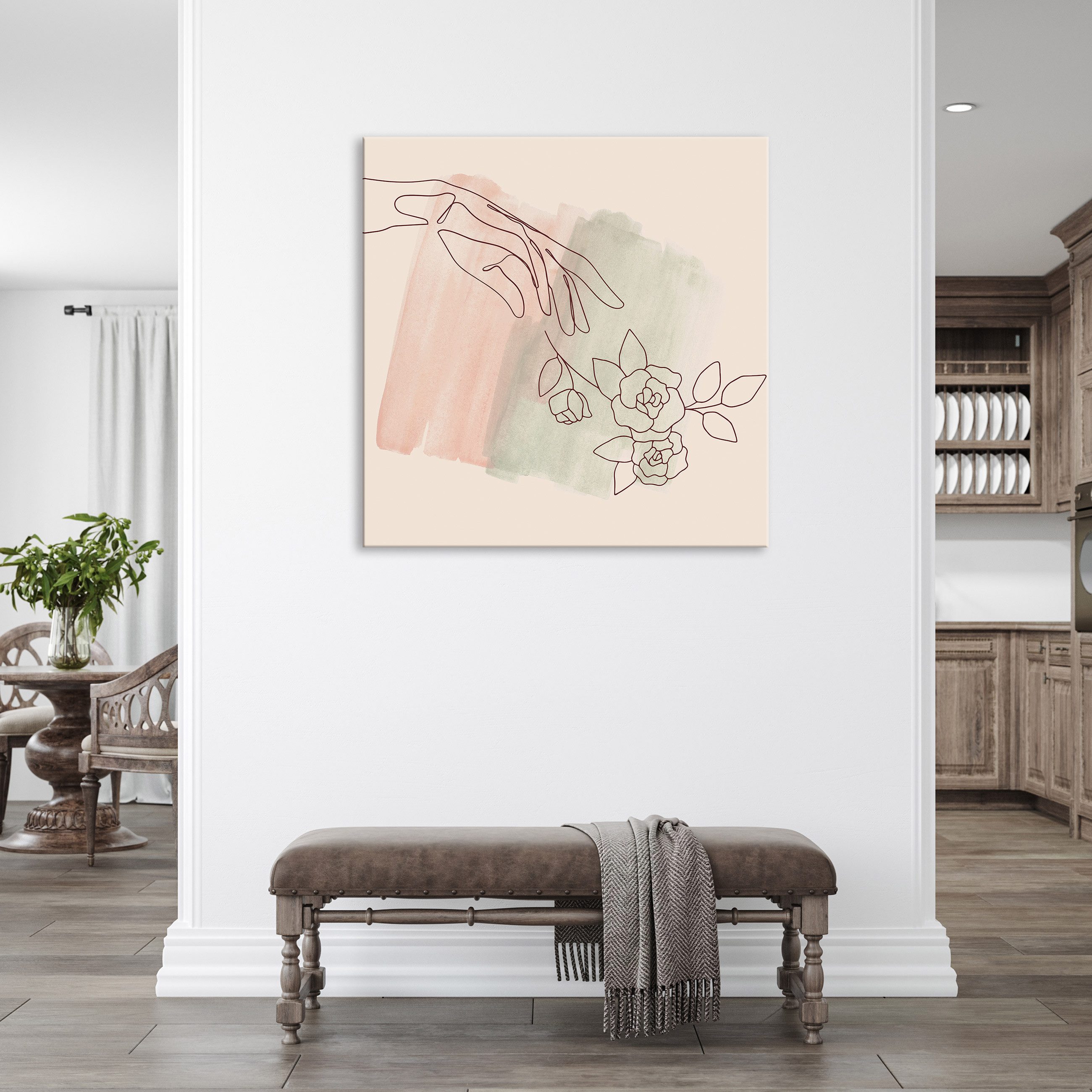 Wallarena Leinwandbild Abstrakt Boho Line Art günstig online kaufen