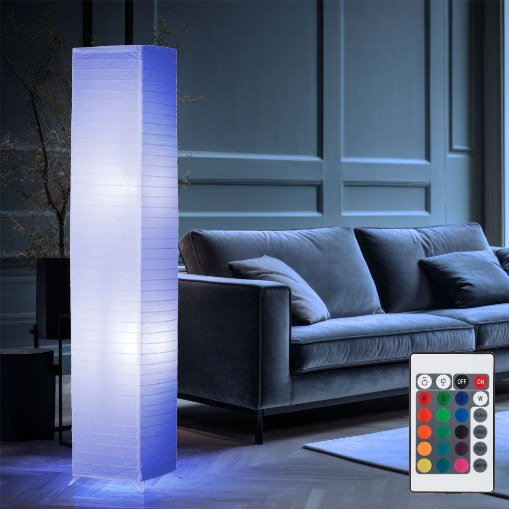 Reality Leuchten LED Stehlampe, Leuchtmittel inklusive, Warmweiß, Papier Decken Fluter Wohn Ess Schlaf Zimmer Fernbedienung Steh Lampe