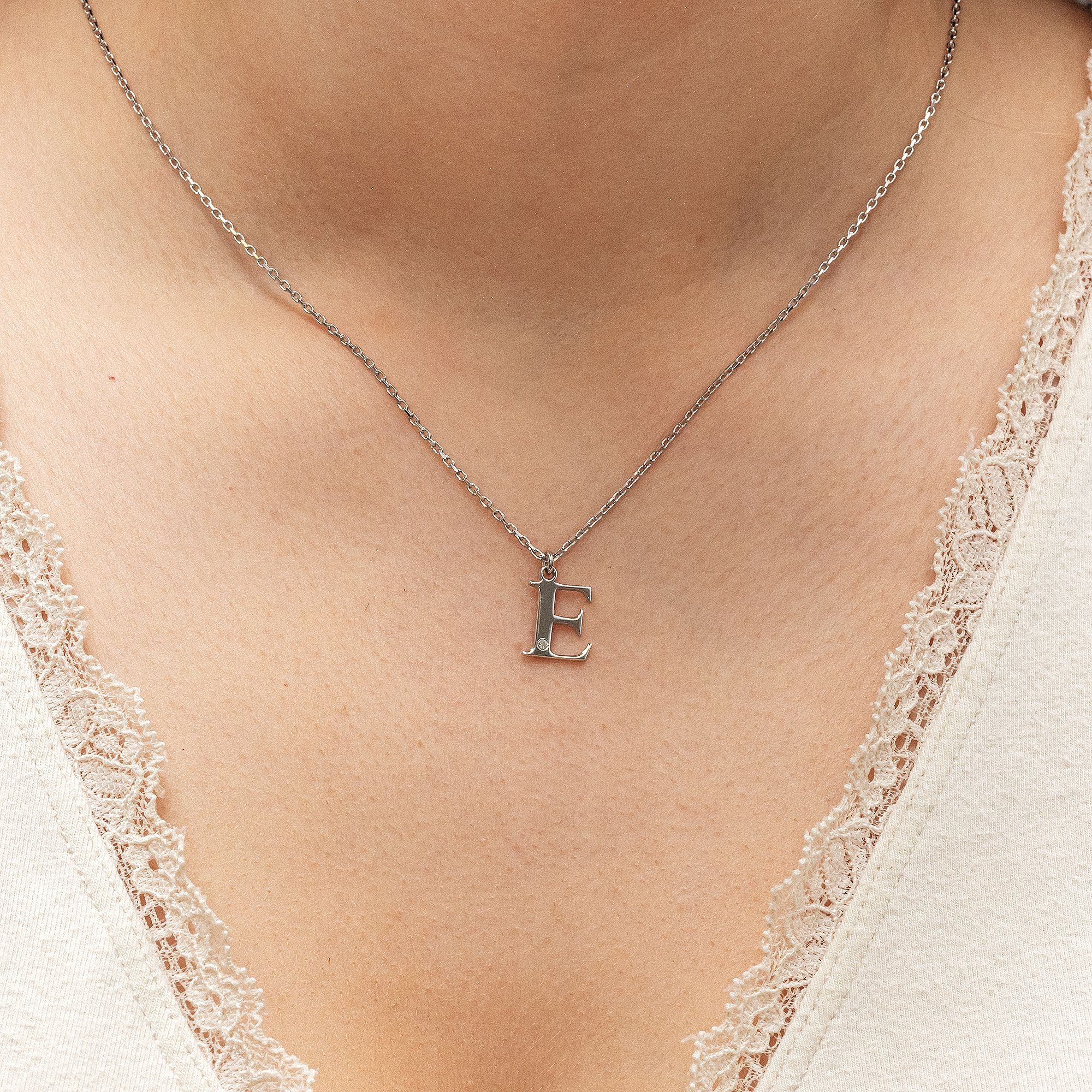 Diamonds by Ellen K. Kette mit Anhänger Silber 925 mit 1x Diamant 0,008ct. Buchstabe E