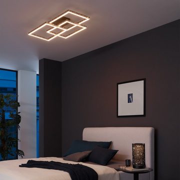 Briloner Leuchten LED Deckenleuchte 3752-015, LED fest verbaut, Warmweiß, Glitzereffekt, Memoryfunktion, schwenkbar, dimmbar, schwarz, 52 cm