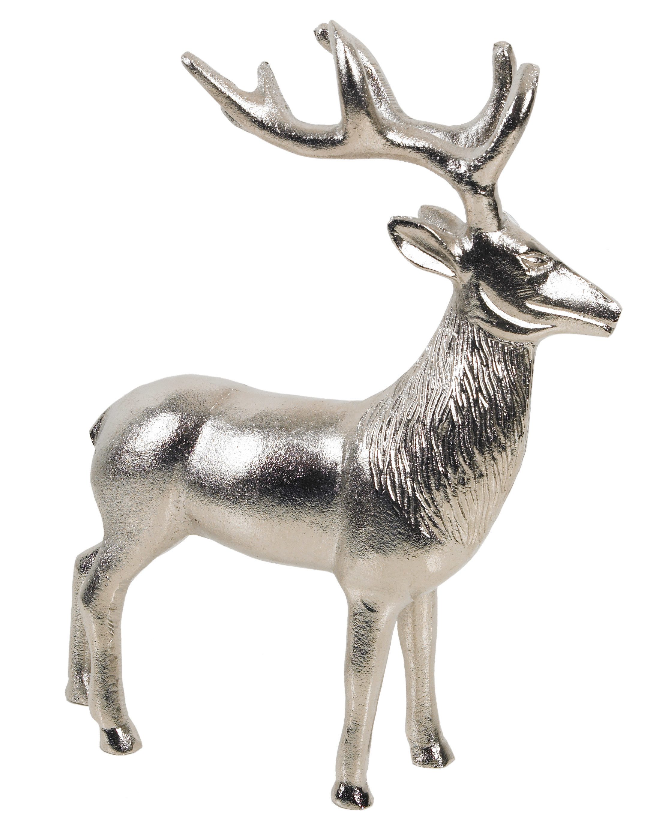 ARTRA Dekoobjekt Deko Hirsch Tischfigur "Rudolph" Rentier Geschenk silber Matall (1 St)