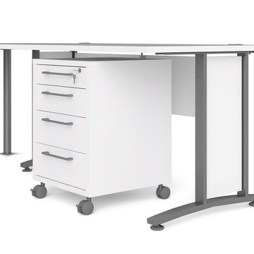 ebuy24 Schreibtisch Prisme Eckschreibtisch 304 mit Rollcontainer weiss