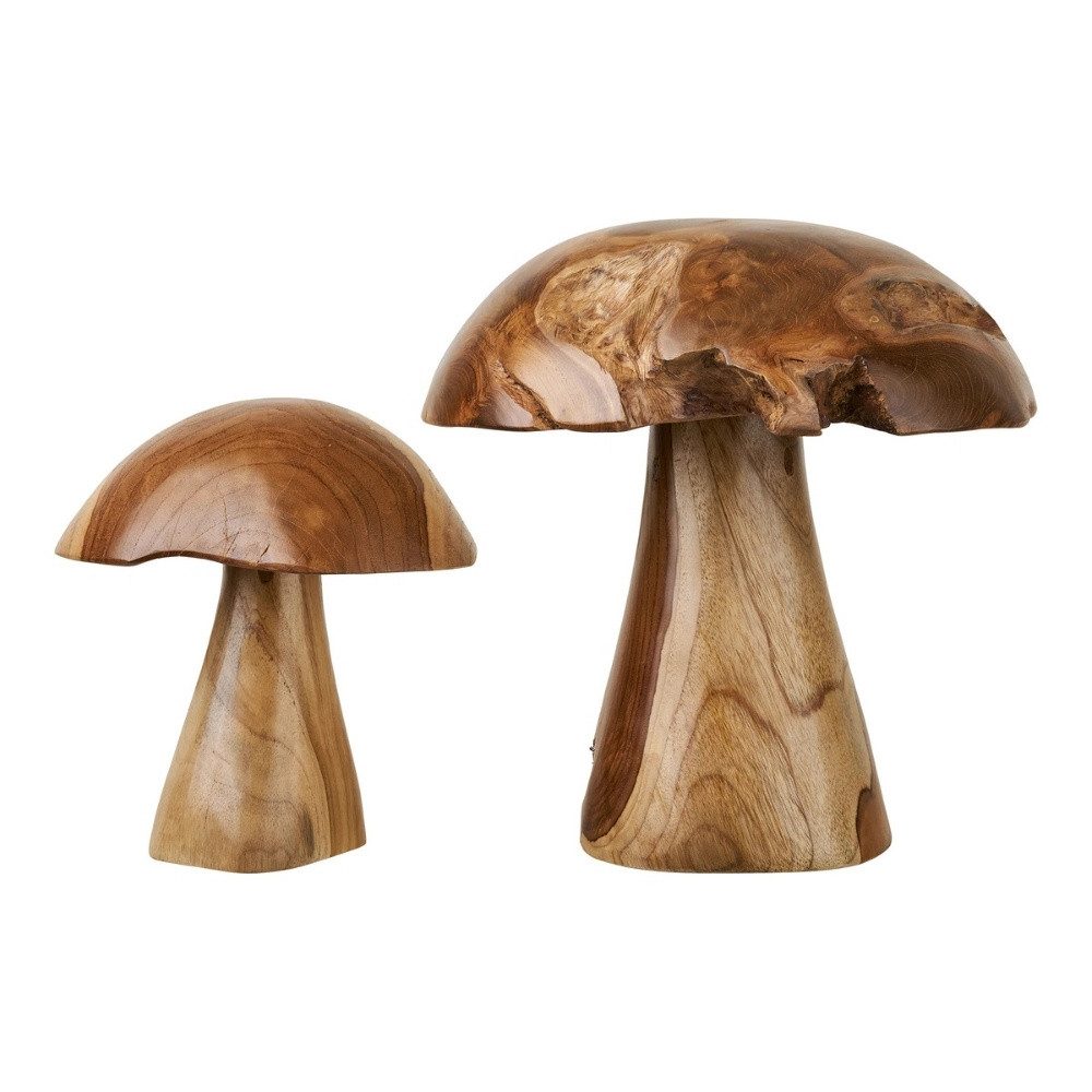 LebensWohnArt Dekoobjekt 2er Set Teak-Deko-Pilze JAMUR 35cm natürliche Holzdeko Garten – Bild 5 von 5