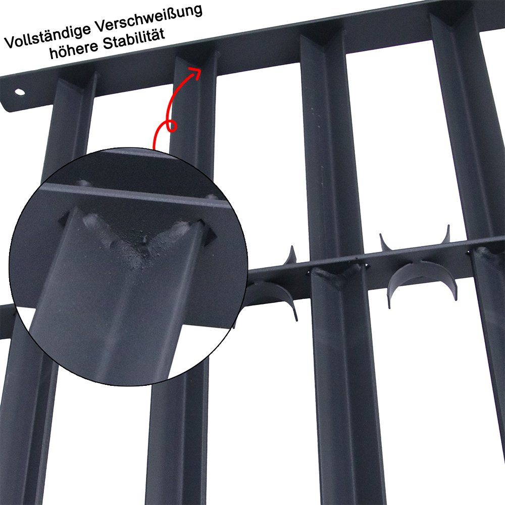 Mucola Fenster Sicherheitsgitter Balkongeländer Fensterschutz Stahl Geländer Silber, (Stück, Fenstergitter), Vollständig verschweißt – Bild 4 von 5