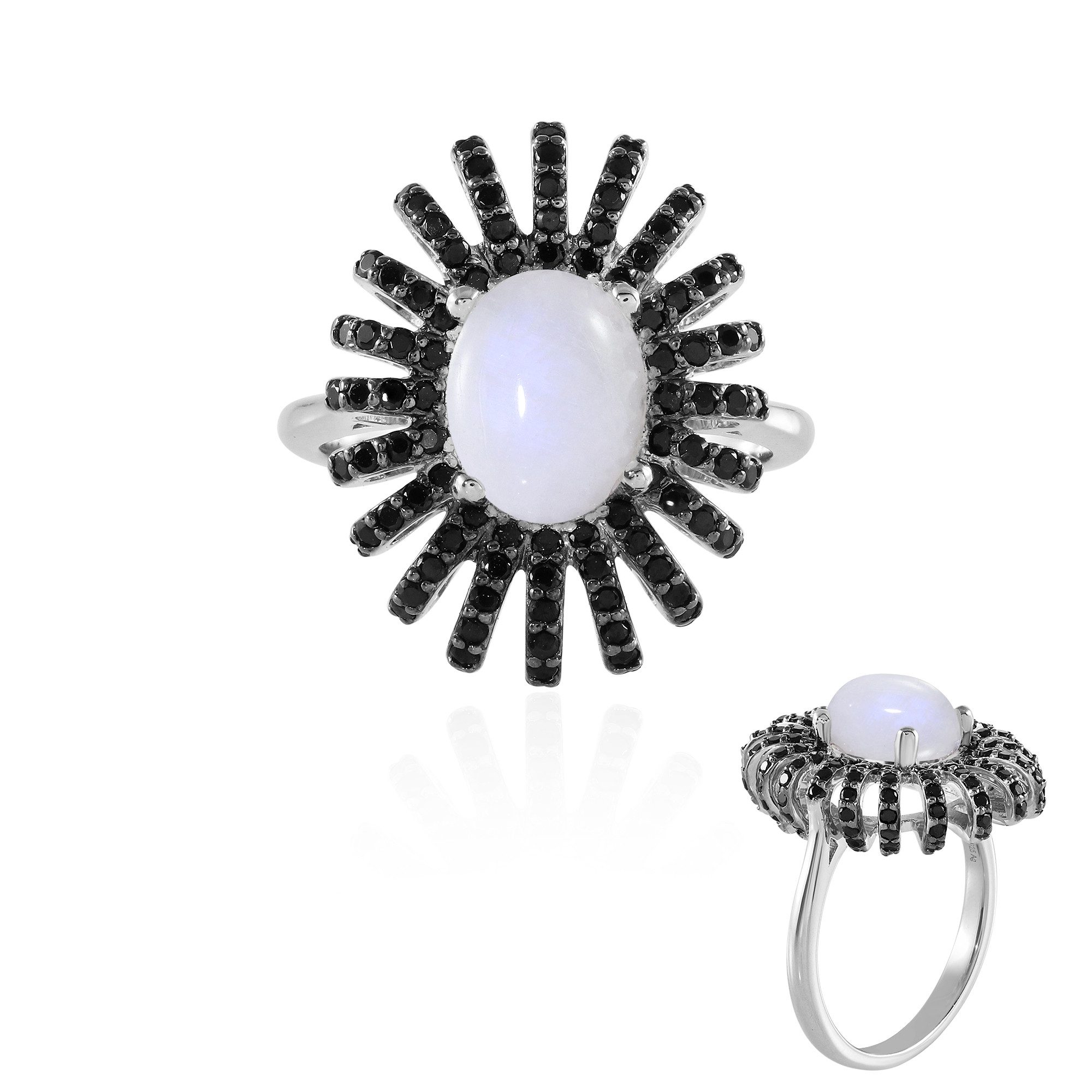 Cavill Silberring Cavill Statement Ring 2,88 ct Mondstein, Spinelle, 925 Silber (1-tlg)
