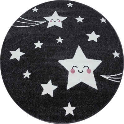 Kinderteppich für Spiel-Kinderzimmer Sterne-Design für Jungs und Mädchen, Stilvoll Günstig, Rund, Höhe: 11 mm