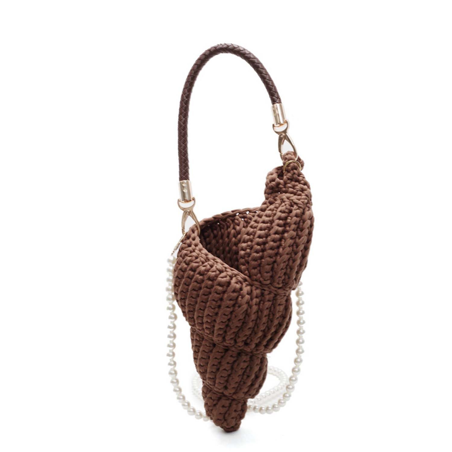 Oemmn Handtasche Handgewebte Muschel-Hobo-Tasche für Damen, gehäkelt, Sommer
