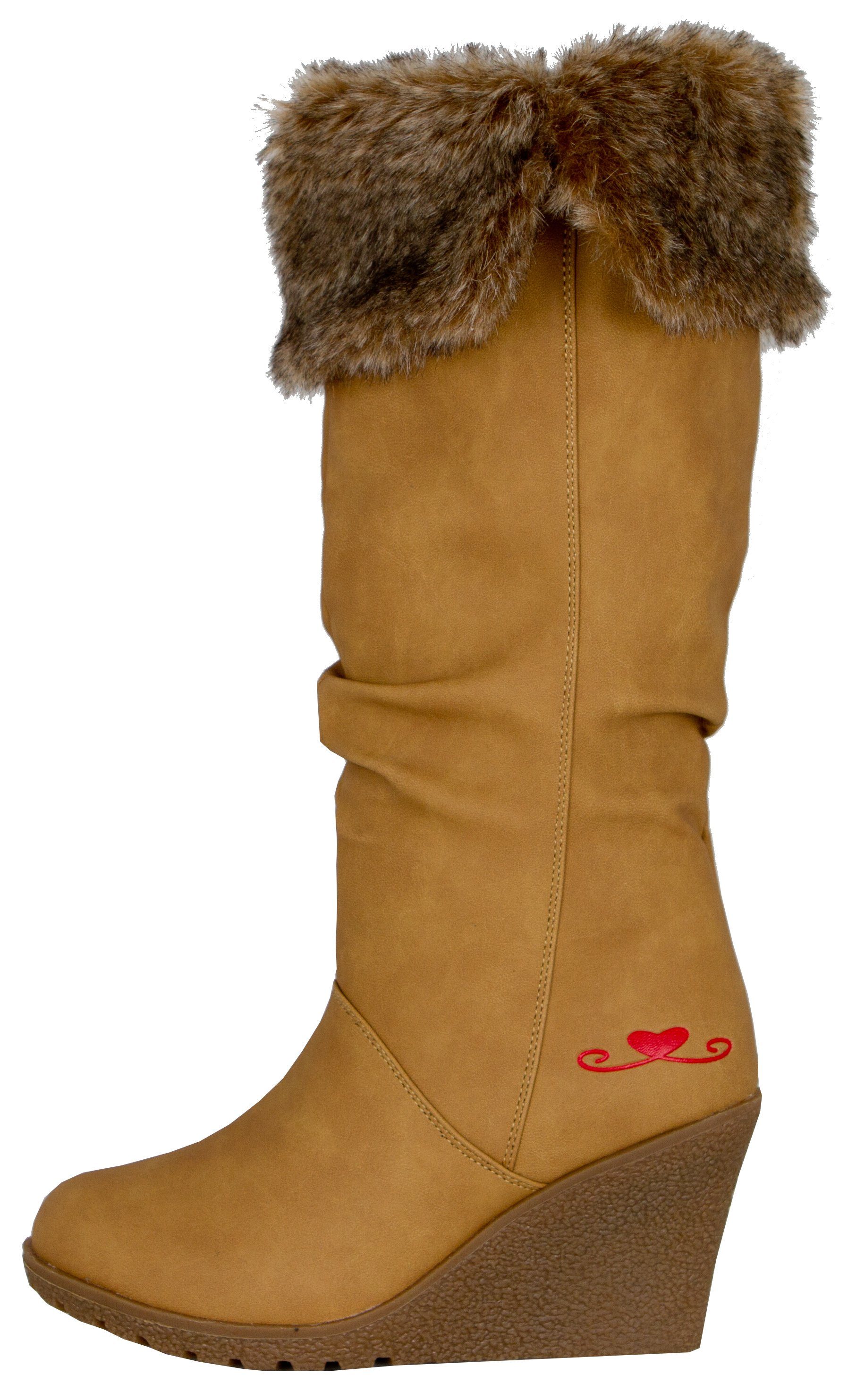 LOVENESS Winterstiefel L85 Damenwinterstiefel Fellstiefel Damen Stiefel Winterstiefel Wundrschönes Kunstfell Warm gefüttert