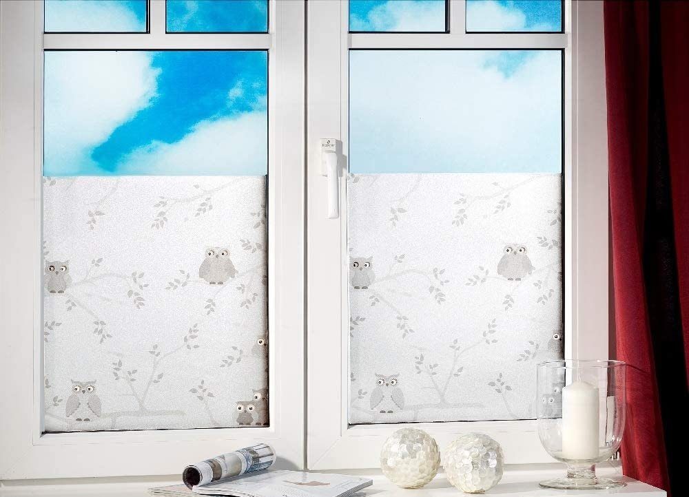Luna24 simply great ideas... Fensterfolie Fensterschutzfolie Eule Sichtschutz am Fenster 15126, zuschneidbar., Sichtschutzfolie mit Eulenmotiv