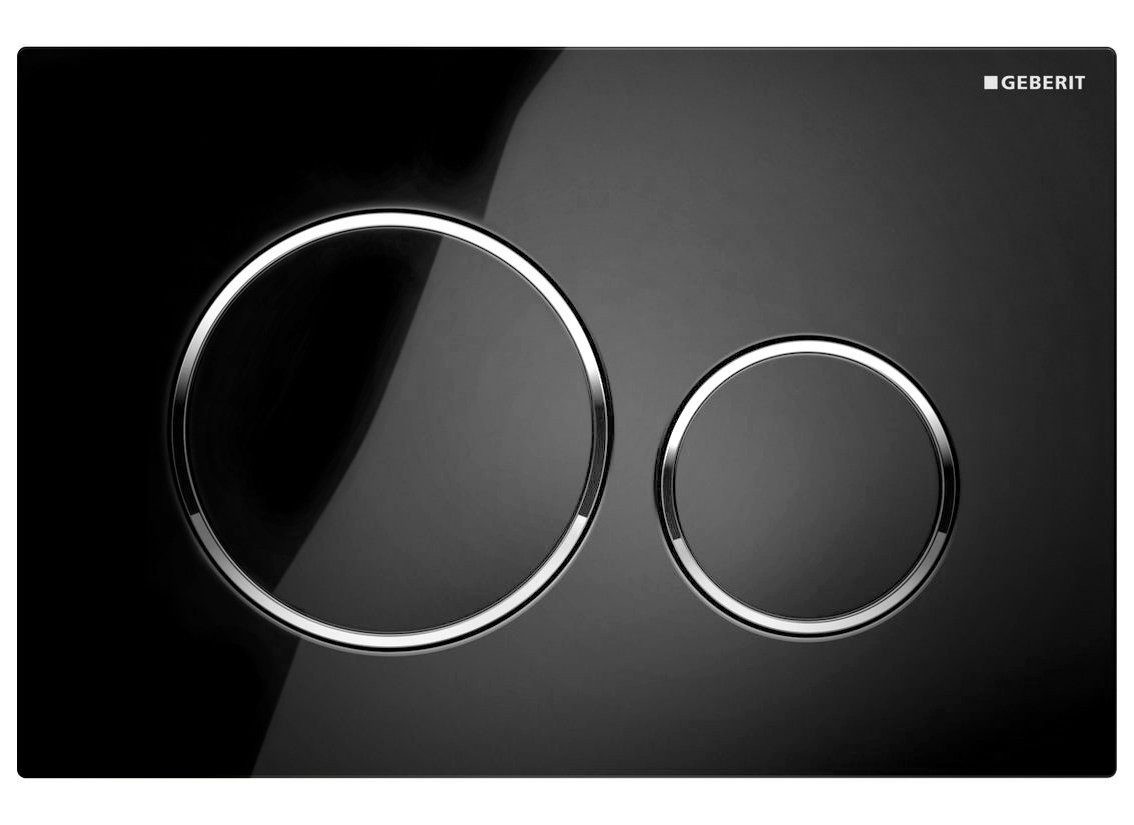 GEBERIT Betätigungsplatte SIGMA20 Betätigungsplatte für 2-Mengen-Spülung, schwarz Glanz/Chrom, Geberit-115-882-KM-1