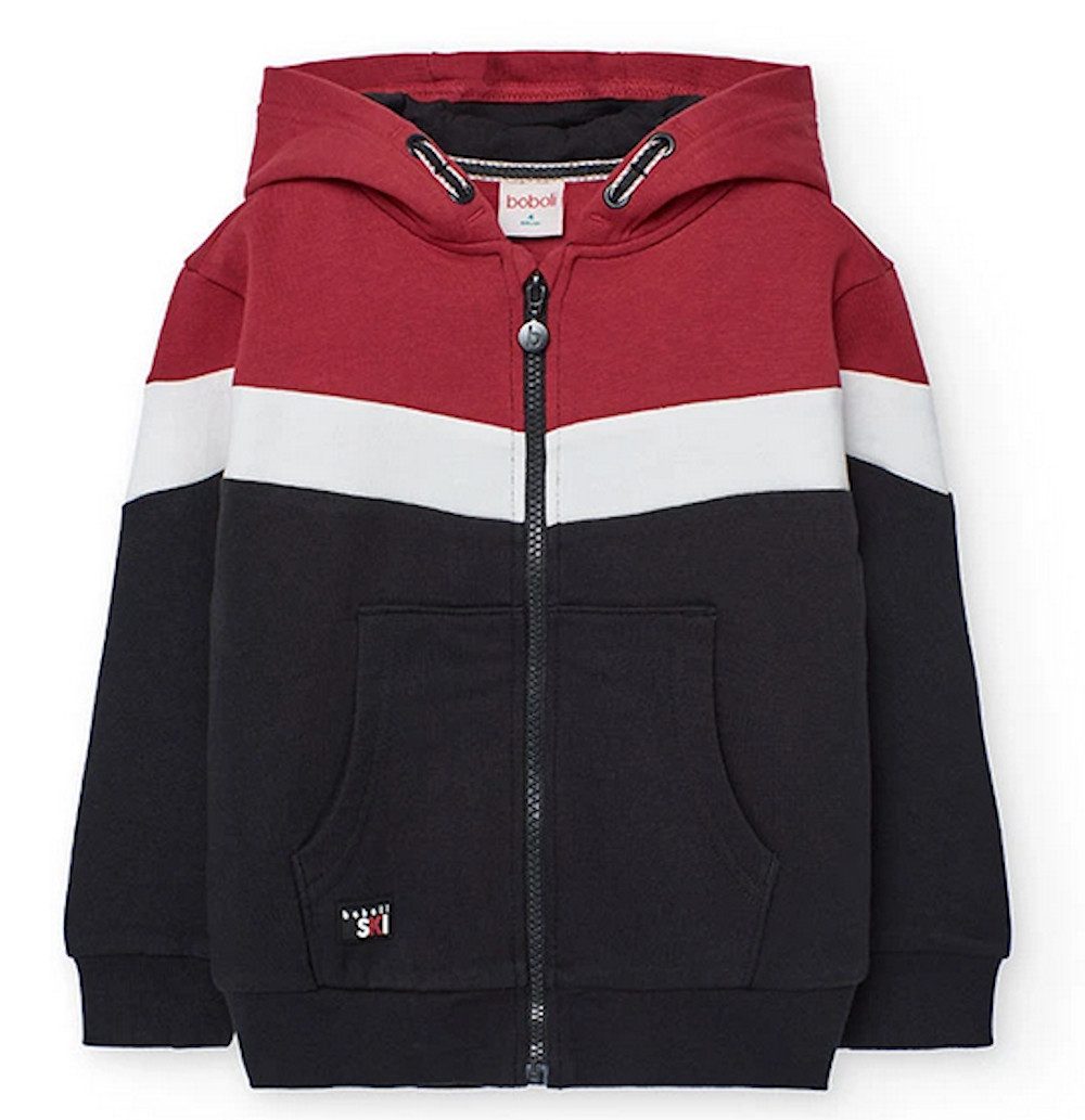 BÒBOLI Sweatjacke BÒBOLI Jungen Sweatjacke Jacke Kapuze schwarz weiß rot (1-tlg., kein Set)