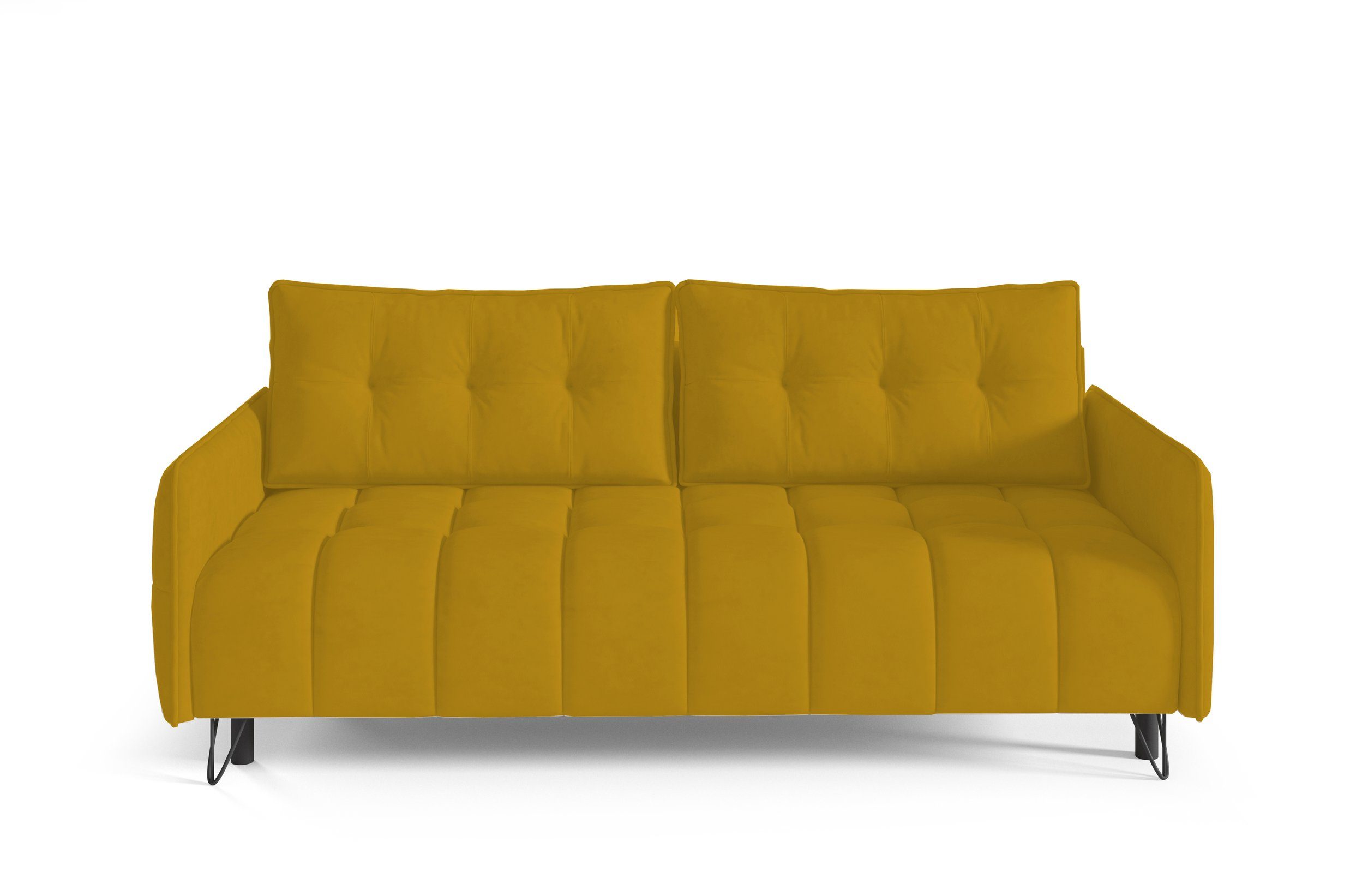 MOEBLO Schlafsofa PLUM, Sofa Couch für Wohnzimmer Polstersofa Sofagarnitur Wohnlandschaft mit Bettfunktion - (BxHxT): 218x95x104 cm, mit Schlaffunktion und Bettkasten Gelb (Element 08)