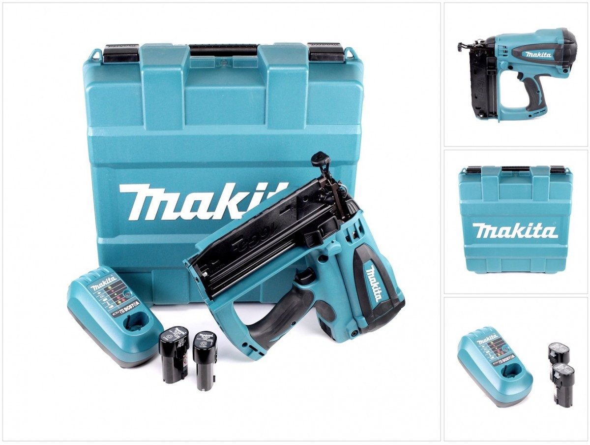 Makita Stauchkopfnagler GF 600 SE Akku Gas Stauchkopf Nagler 7,2 V im Koffer mit 2x BL7010